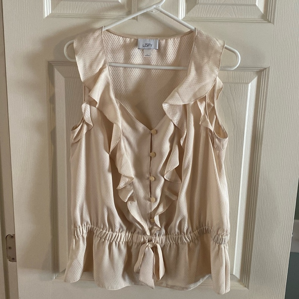Ann Taylor Loft cream blouse, size large